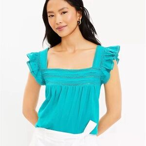 LOFT Square Neck Ruffle Sleeve Top